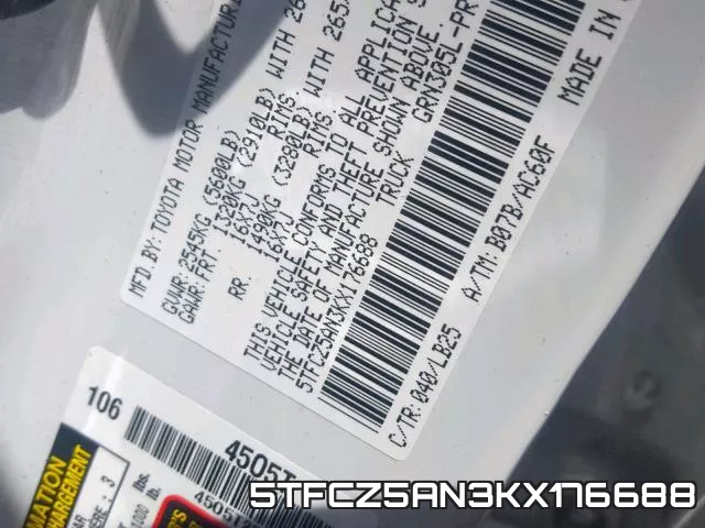 5TFCZ5AN3KX176688 фото 2