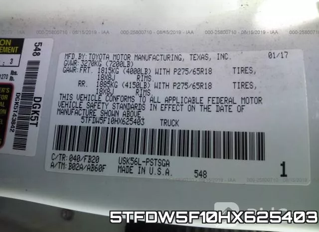 5TFDW5F10HX625403 фото 9