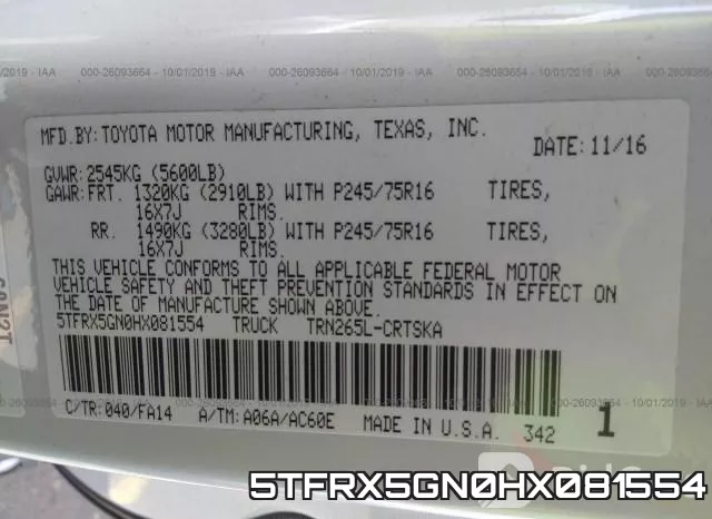 5TFRX5GN0HX081554 фото 10