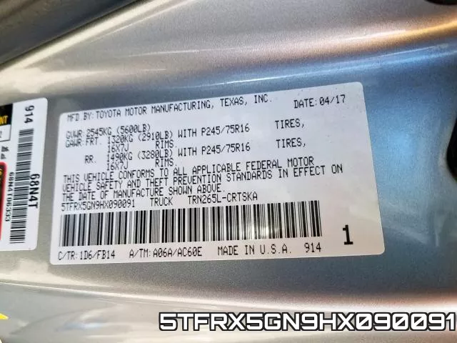 5TFRX5GN9HX090091 фото 2