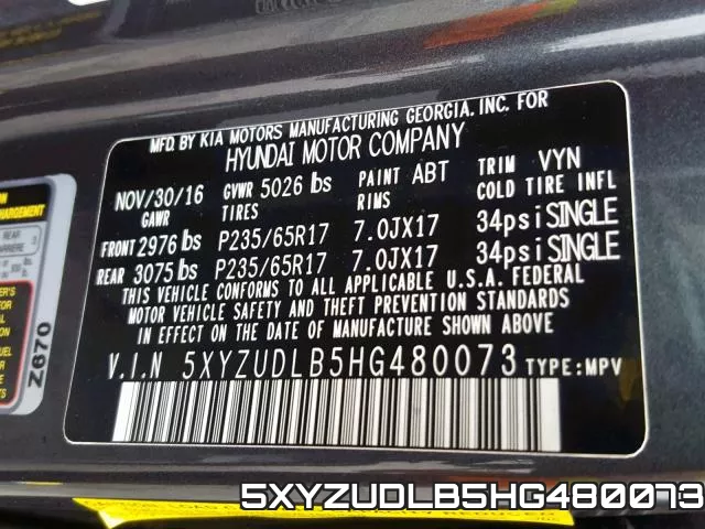 5XYZUDLB5HG480073 фото 2