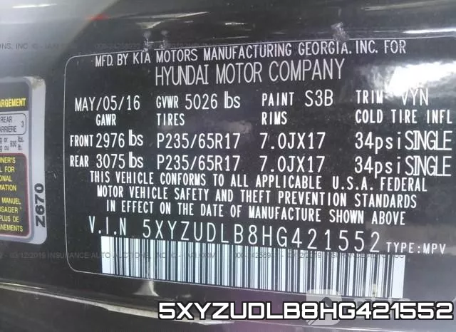 5XYZUDLB8HG421552 фото 10