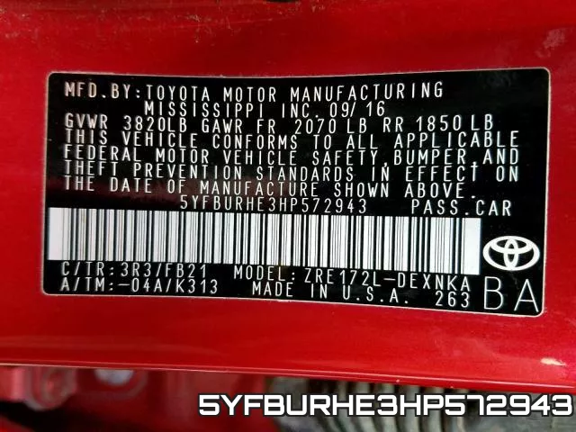 5YFBURHE3HP572943 фото 2