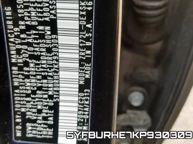 5YFBURHE7KP930309 фото 2