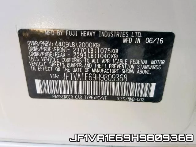 JF1VA1E69H9809368 фото 2