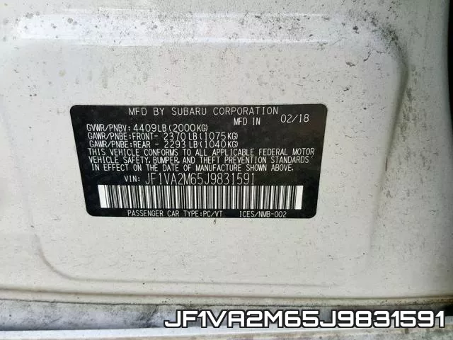 JF1VA2M65J9831591 фото 2