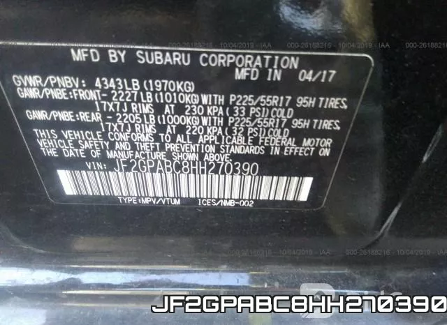 JF2GPABC8HH270390 фото 10