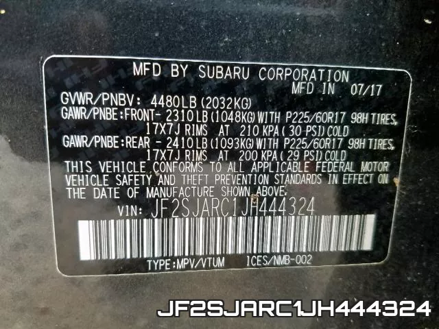 JF2SJARC1JH444324 фото 2