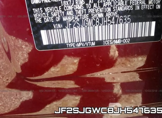 JF2SJGWC8JH547635 фото 10