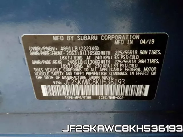 JF2SKAWC8KH536193 фото 2