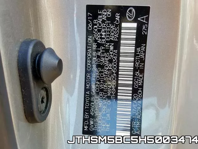 JTHSM5BC5H5003474 фото 2