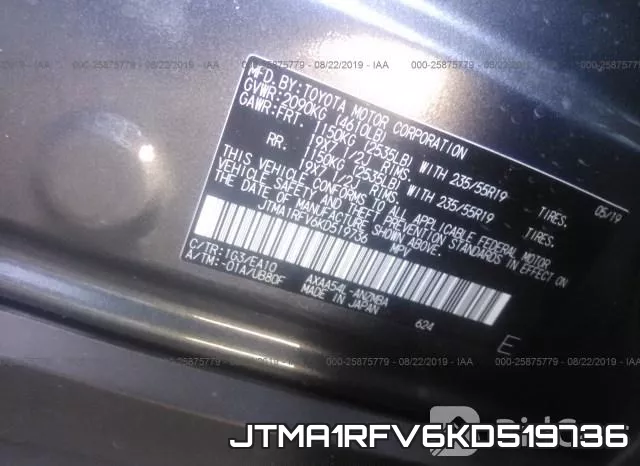 JTMA1RFV6KD519736 фото 10