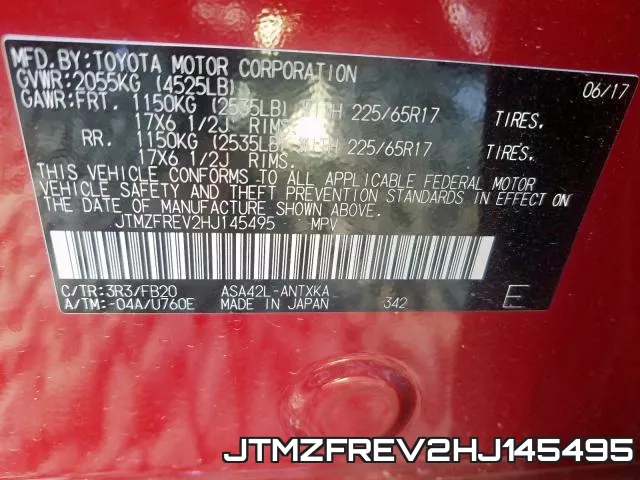 JTMZFREV2HJ145495 фото 2
