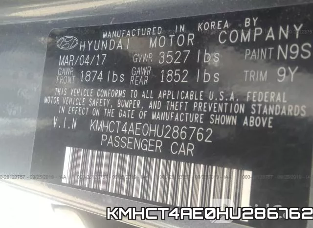 KMHCT4AE0HU286762 фото 10