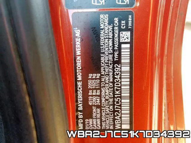 WBA2J7C51K7D34392 фото 2