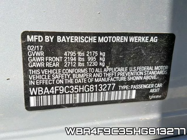 WBA4F9C35HG813277 фото 2