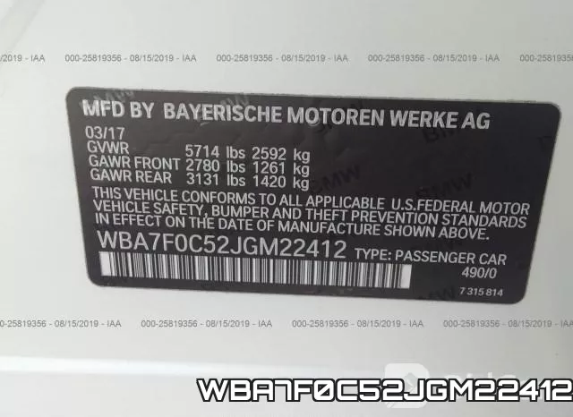 WBA7F0C52JGM22412 фото 10