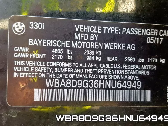WBA8D9G36HNU64949 фото 2