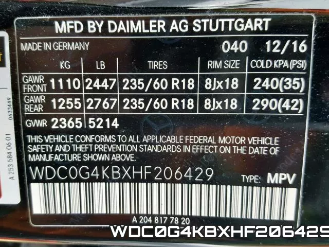 WDC0G4KBXHF206429 фото 2