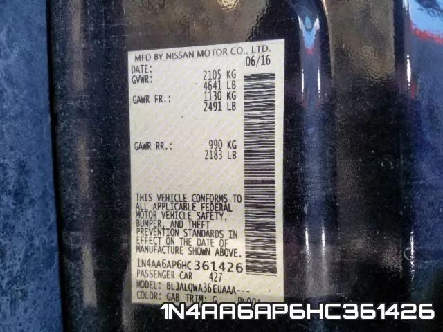 1N4AA6AP6HC361426 фото 2