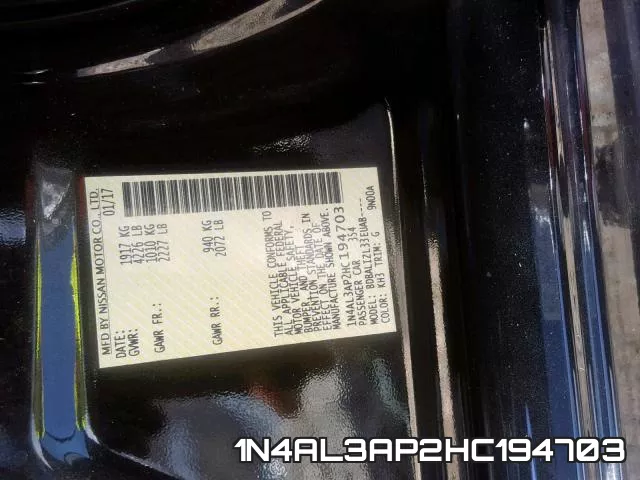 1N4AL3AP2HC194703 фото 2