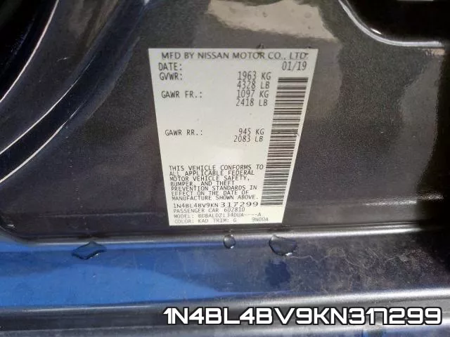 1N4BL4BV9KN317299 фото 2