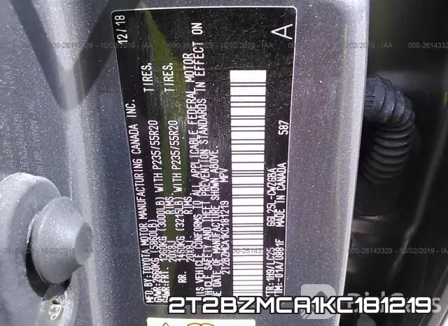 2T2BZMCA1KC181219 фото 10
