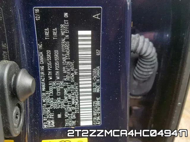 2T2ZZMCA4HC049417 фото 2