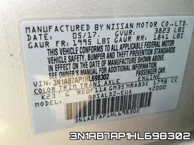 3N1AB7AP1HL698302 фото 2
