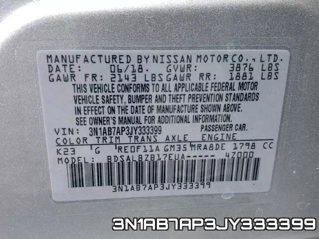 3N1AB7AP3JY333399 фото 2