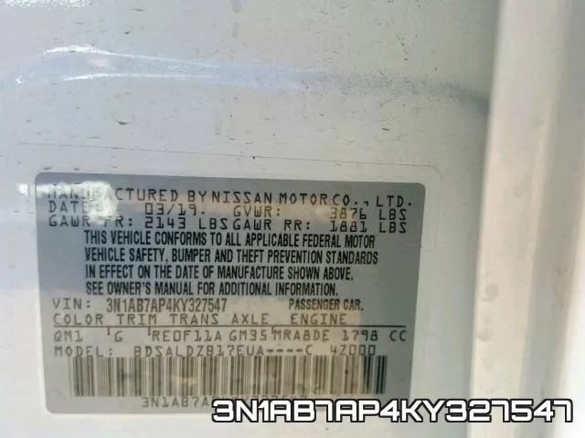 3N1AB7AP4KY327547 фото 2