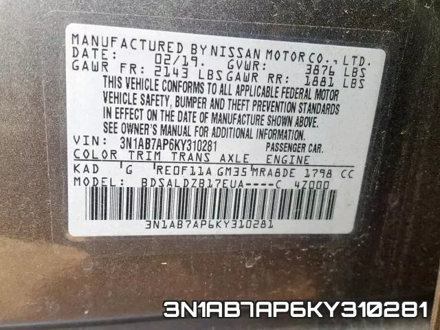 3N1AB7AP6KY310281 фото 2