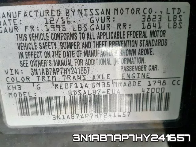 3N1AB7AP7HY241657 фото 2