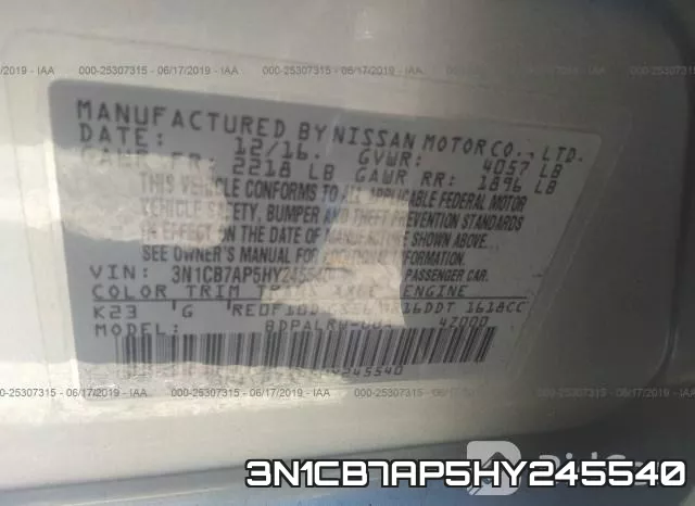 3N1CB7AP5HY245540 фото 10