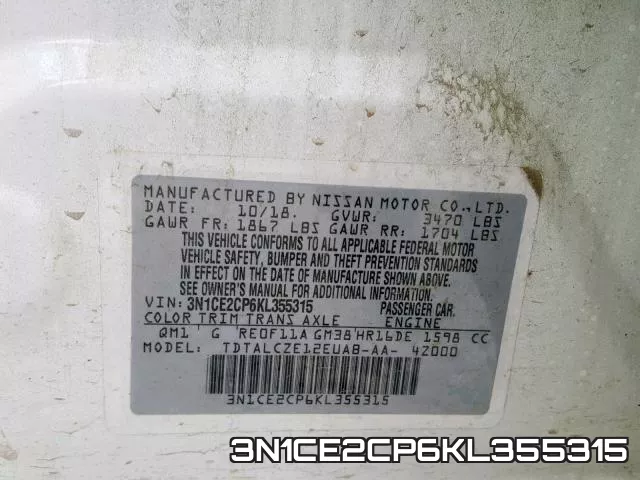 3N1CE2CP6KL355315 фото 2