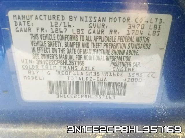3N1CE2CP8HL357169 фото 2