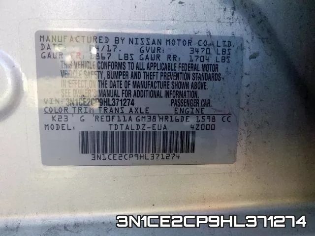 3N1CE2CP9HL371274 фото 2