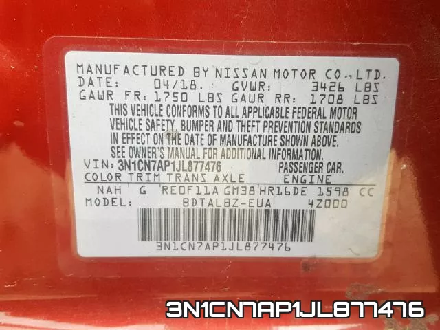 3N1CN7AP1JL877476 фото 2