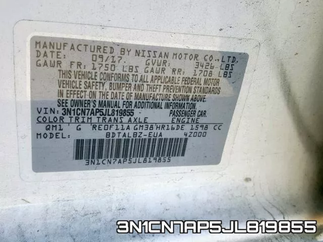 3N1CN7AP5JL819855 фото 2