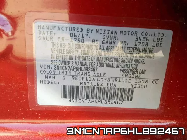 3N1CN7AP6HL892467 фото 2