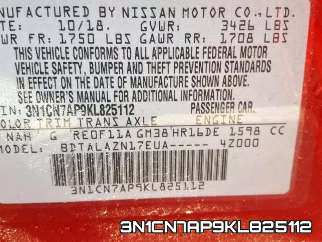 3N1CN7AP9KL825112 фото 2