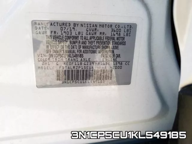 3N1CP5CU1KL549185 фото 2