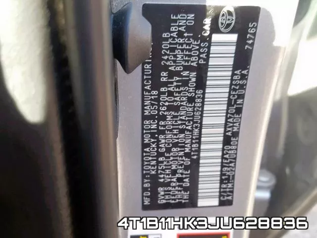 4T1B11HK3JU628836 фото 2