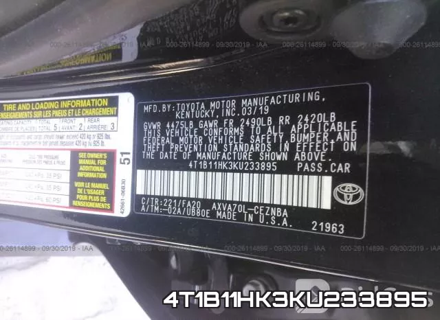4T1B11HK3KU233895 фото 10
