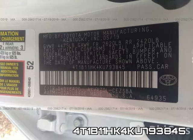 4T1B11HK4KU793845 фото 10