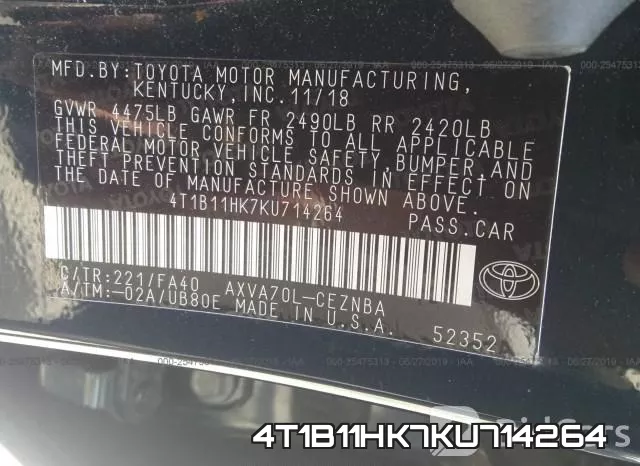 4T1B11HK7KU714264 фото 10