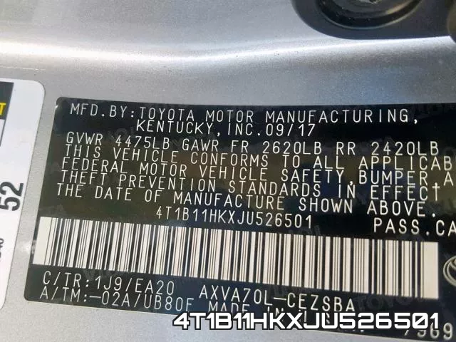 4T1B11HKXJU526501 фото 2