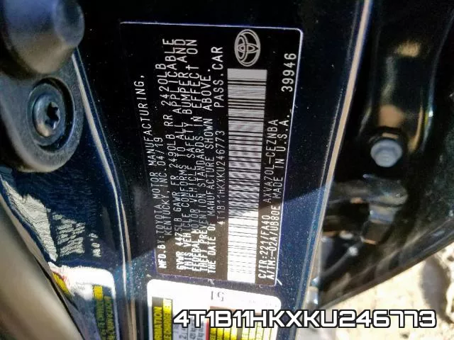 4T1B11HKXKU246773 фото 2