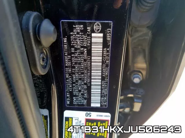4T1B31HKXJU506243 фото 2