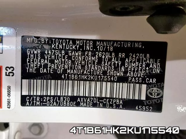 4T1B61HK2KU175540 фото 2